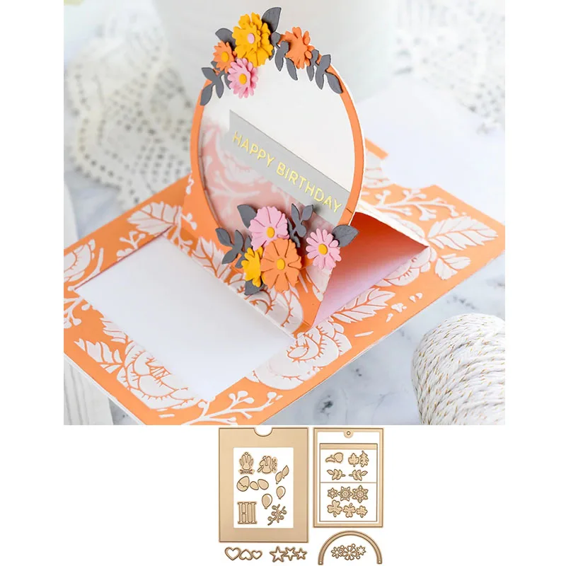 

Pop Up Festive Wreath Slider Card Metal Cutting Dies For DIY Scrarpbooking Embossing Paper Cards Decorative Crafts New 2019