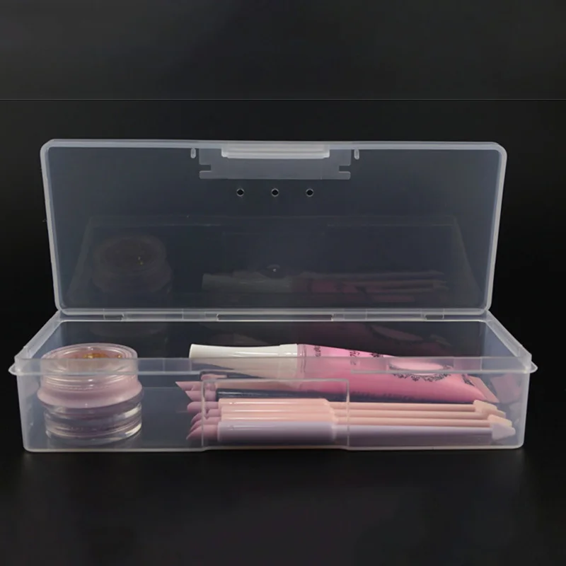 

1Pc Nail Art Rectangle Empty Plastic Storage Box Nail Dotting Drawing Brush Pen Polishing Sponge Buffer Container Case