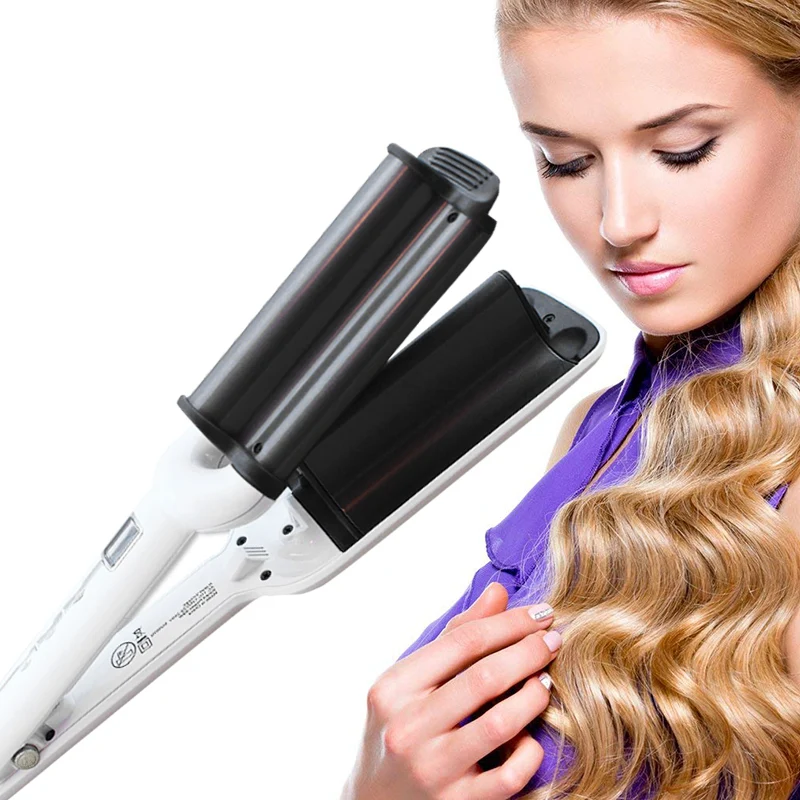 

TOHUAN Three Tube Curling Iron Hair Styler LED Display Deep Wave Hair Crimper Iron Wand Curly Hair Artifact Hairdressing Tool