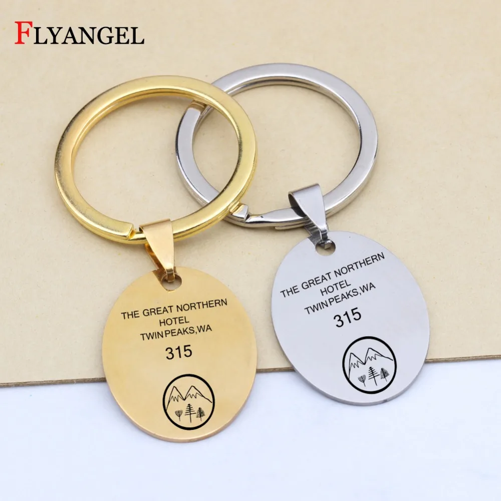 

TV Series Fans Gold Twin Peaks Keychains Pendants The Great Northern Hotel 315 Logo Chaveiro Women Men Car Keyring Jewelry