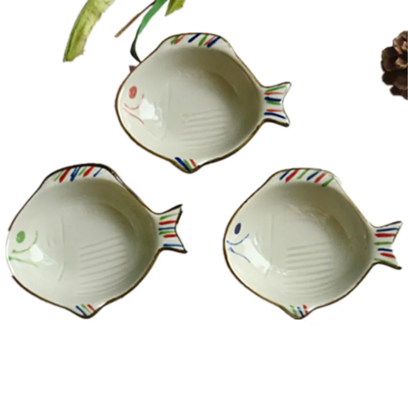 1PC ceramic Plate China dinnerware plate relish tray fish shape bowl