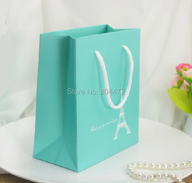 100 Pieces Aqua Blue Craft Paper Foldable Wedding Gift Carry Bag 100 Pieces Aqua Blue Craft Paper Foldable Wedding Gift Carry Bag Present Ng With Handle In Bags Wring Supplies From Home Garden On