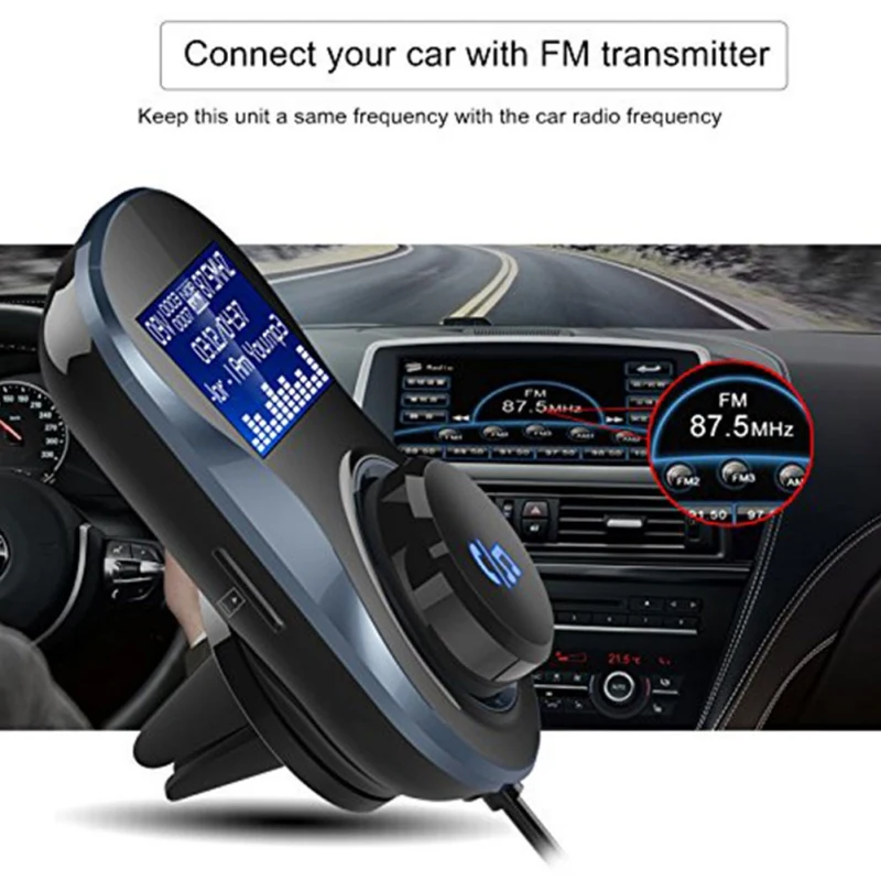 

Car Bluetooth FM Transmitter Audio Car Mp3 Player Wireless FM Modulator Handsfree Bluetooth Car Kit with LCD Display OX