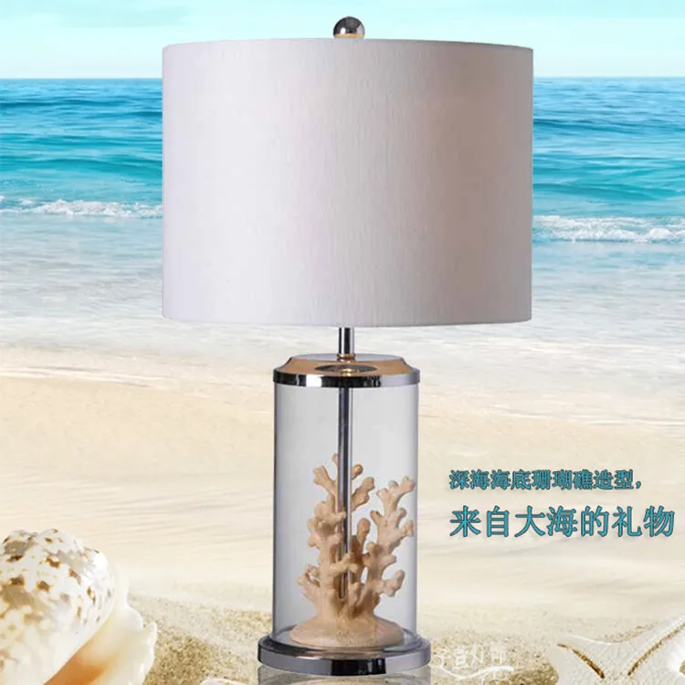 

TUDA 34X63cm Free Shipping Modern American Style Table Lamp Living Room Bedroom Table Lamp Decoration Coral Resin Table Lamp