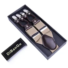 DiBanGu Модные мужские 6 зажимов узорные подтяжки с коробкой регулируемый ремень Hombre 3,5*125 см JZ-08