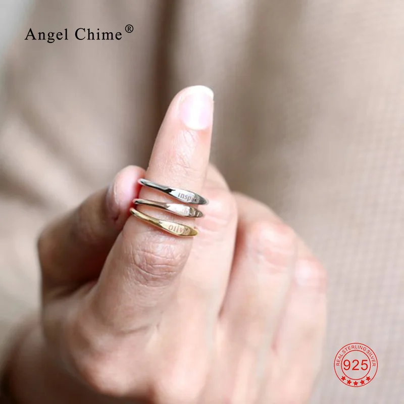 Stackable Name Engraved Silver Gold Rings Custom Personalized Stacking Ring with Name/Date/Quote For Women Men Gift Stackable Name Engraved Silver Gold Rings Custom Personalized Stacking Ring with Name/Date/Quote For Women Men Gift