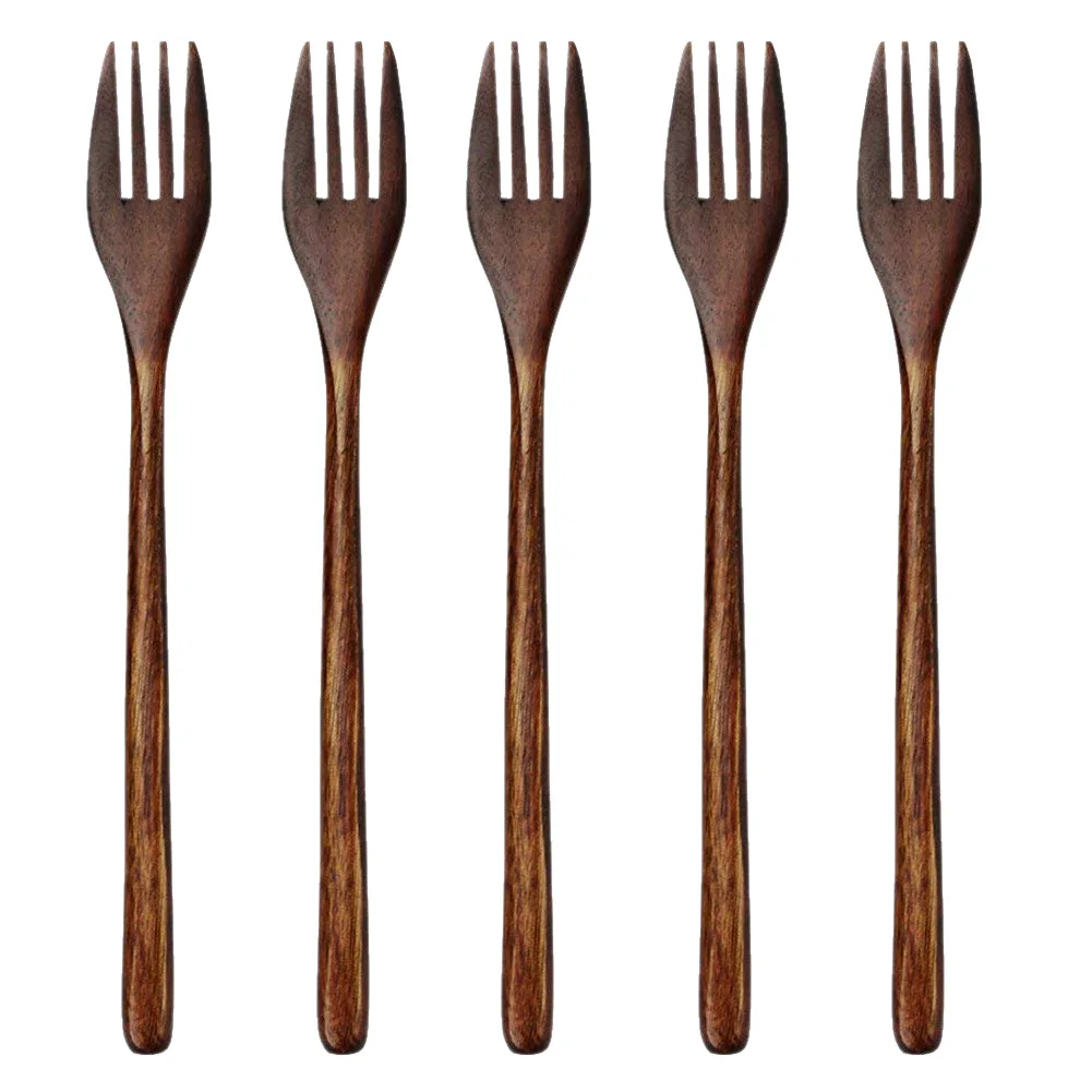 Wooden Forks, 5 Pieces Eco friendly Japanese Wood Salad Dinner Fork