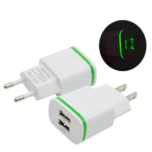 5V 2.1A EU/US Plug 2 USB зарядное устройство адаптер светящееся дорожное зарядное устройство светится в темноте зарядное устройство для смартфона