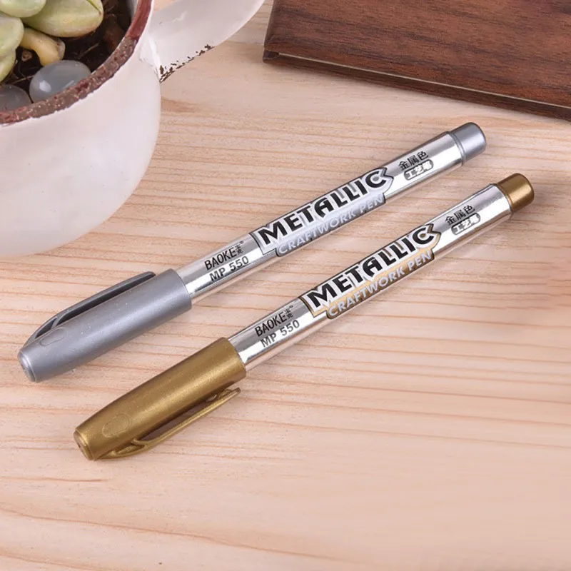 

1Pcs DIY Metal Waterproof Permanent Paint Marker Pens Sharpie Gold And Silver 1.5mm Student Supplies Marker Craftwork Pen