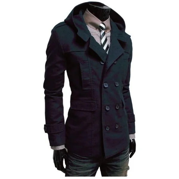 Mens Trench Coat New Fashion Design Men Windbreaker Coat Autumn Winter Double-breasted Windproof Slim Trench Coat Men Plus Size