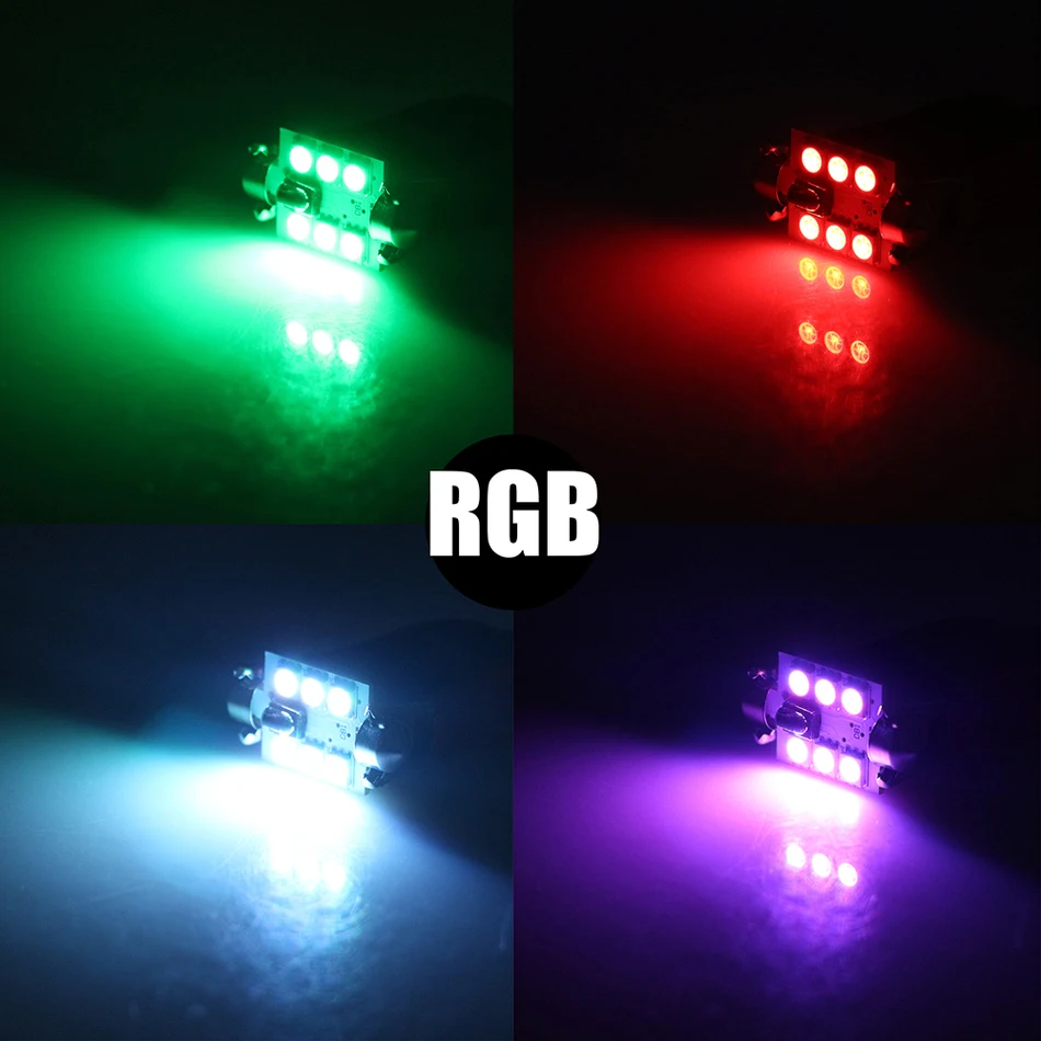 LVTUSI 2 шт светодиодный T10 RGB 6 SMD 16 Цвет RGB Изменение светодиодный салона Чтение свет с удаленным Управление лампы Авто быть