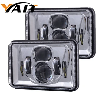 

2Pcs 4x6" LED Square Headlight Conversion H4 Headlamp Replace For HID Xenon H4656 H4666 H6545 Peterbilt Freightliner Kenworth