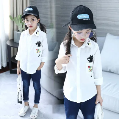 

girls long sleeve blouse white kids clothes children top 2018 autumn fall new arrivals 12 10 8 years old