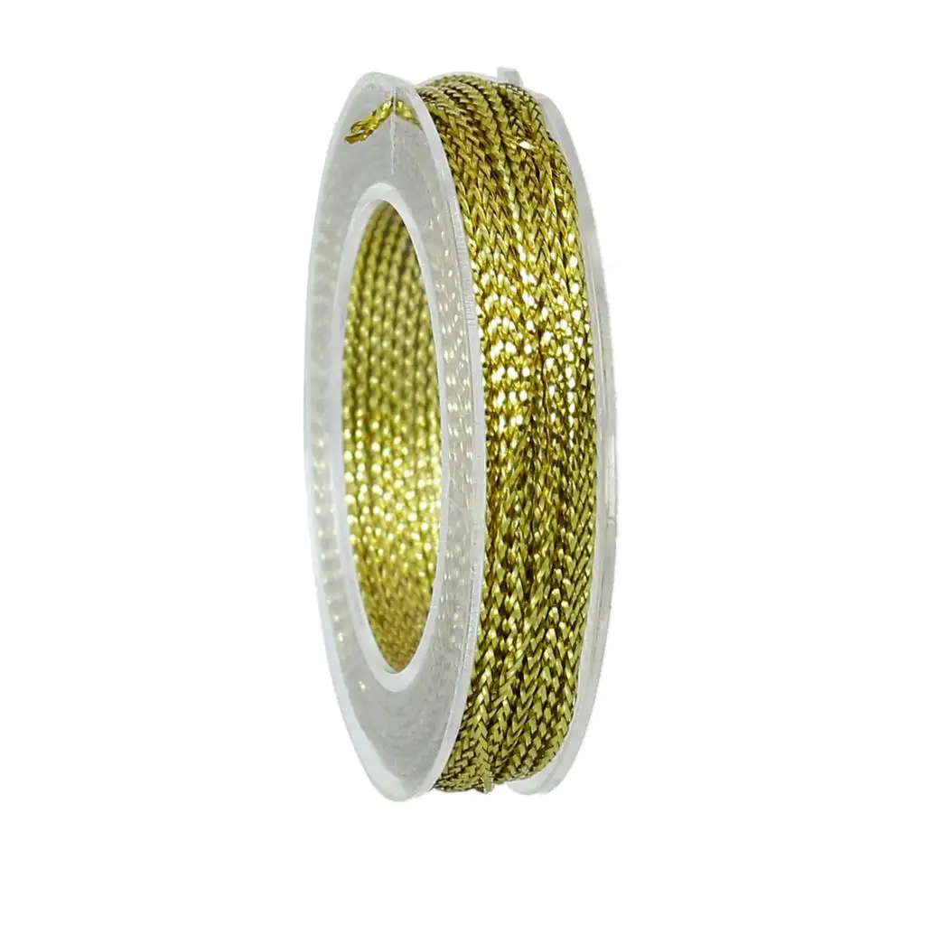 8SEASONS Terylene Jewelry Thread Cord Golden Glitter 0.8mm,10 Rolls