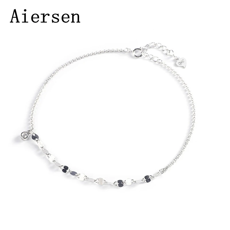 

Aiersen New Sterling Silver 925 Anklets Luxgem Clear Cz Fashion Foot Anklets for Women Barefoot Sandals Beach Leg Chain Jewelry