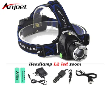 

Anjoet LED headlamp fishing headlight T6/L2 3 modes Zoomable lamp Waterproof Head Torch flashlight Head lamp use 18650