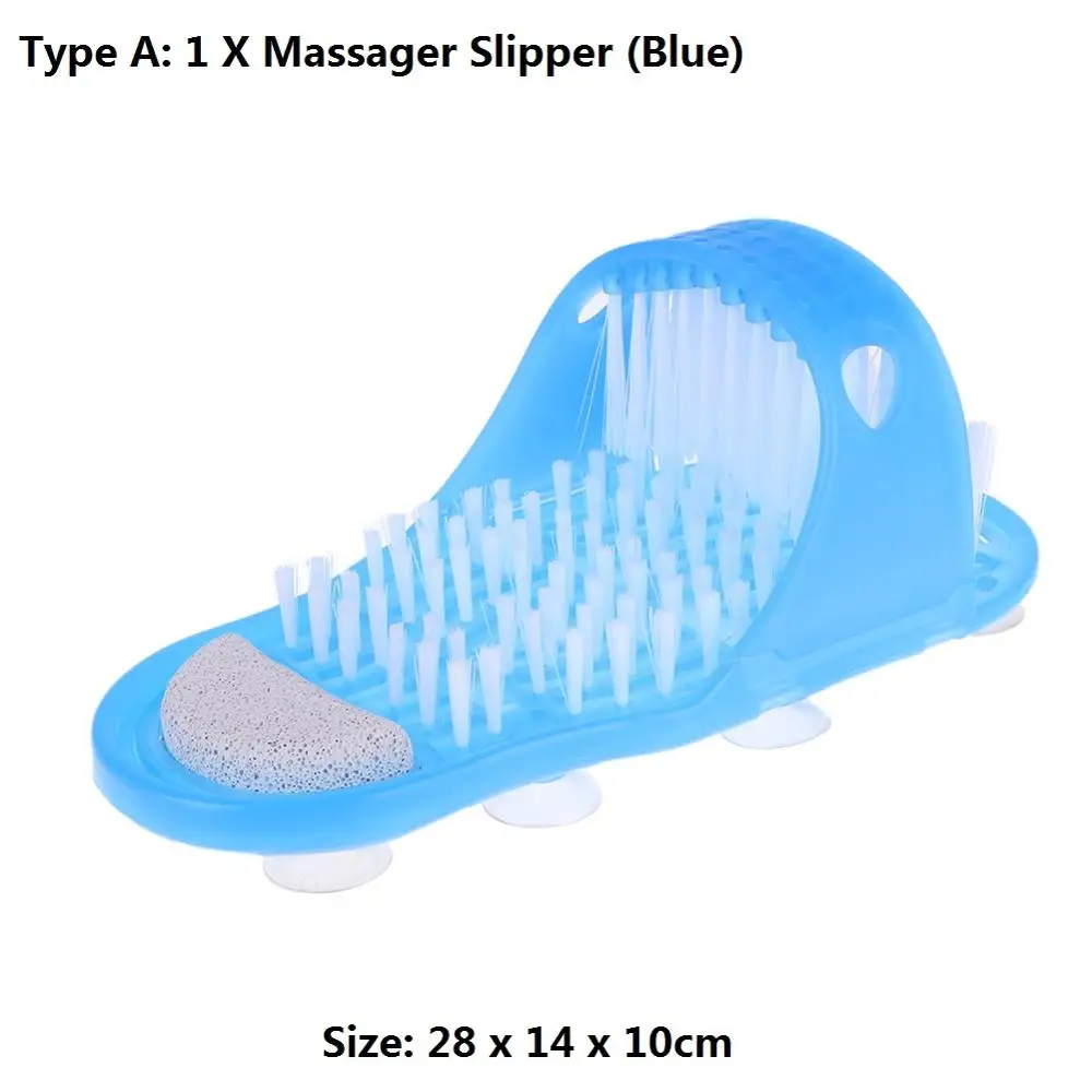Plastic Bath Shower Feet Massage Slippers Bath Shoes Brush Pumice Stone Foot Scrubber Spa Shower Remove Dead Skin Foot Care Tool - Цвет: Type A Blue