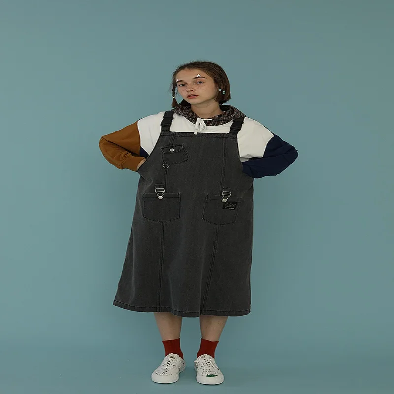 

Denim Dress Womens Summer Sleeveless Denim dress penders Straps Cowboy Dresses Large Size Vestidos Robe Femme