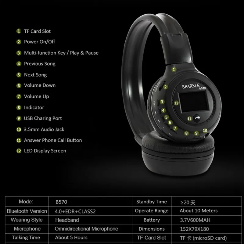 ZEALOT B570 стерео Bluetooth 4 0 наушники складные HiFi бас беспроводные MP3 гарнитура с