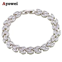 Ayowei стиль для женщин модные украшения серебристого цвета белый циркон Изящные очаровательные браслеты TBS1123A