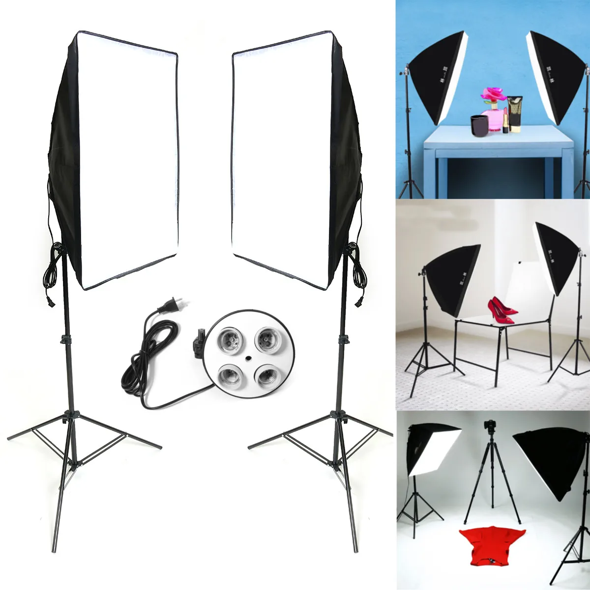 

Diffuser Light 50X70cm Continuous Lighting Softbox for E27 Lamp Holder Socket With Photograph Light Stand Photo Studio Kit 110V
