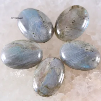 

For Jewelry Making Necklace Pendant Bracelet Earrings 22x30MM Oval Natural Stone Bead Gray Labradorite CAB Cabochon 2Pcs K533