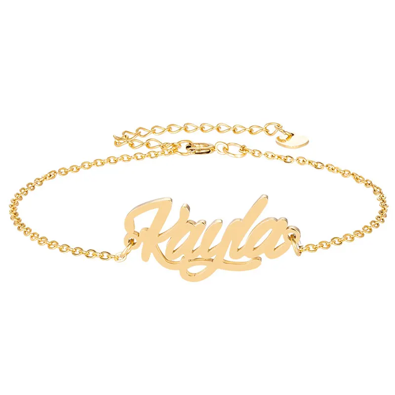 Kayla Name Necklace + Bracelet Jewelry Set Stainless Steel Letter Charms Choker Necklaces Pendant Nameplate Sets Gift