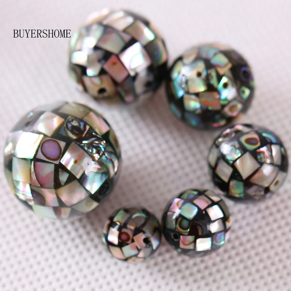 

Free Shipping Ball 10MM 12MM 14MM 16MM 18MM 20MM Natural Blue New Zealand Abalone Shell Loose Bead 2Pcs RK077-082