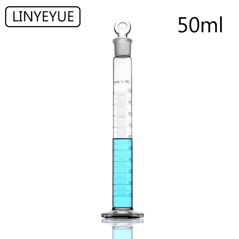 

LINYEYUE 50mL Glass Graduated cylinder with stopper cap Measuring glass cylinder Laboratory Chemistry Equipment