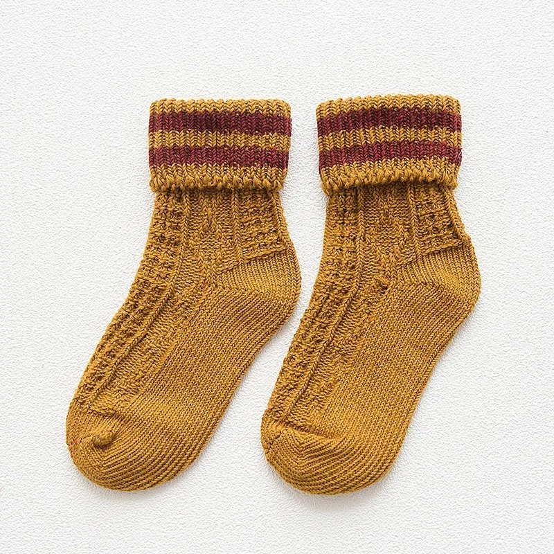 Осень-зима Дети Детские носки в сложенном виде полосатый крупной вязки хлопок и шерсть носки для мальчиков короткие носки для девочек 1-10 лет - Цвет: NO5