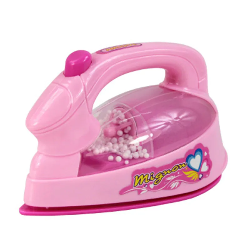 

Girl Pretend Play Mini Electric Iron Plastic Pink Safrty Plastic Light-up Simulation Kids Children Baby Girl Home Appliances Toy