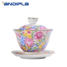 140 мл Цзиндэчжэнь керамика Gaiwan Чайник расписанный вручную Famille роза Пастель фарфор мастер чашка чая, кружка, сосуды для питья домашний декор
