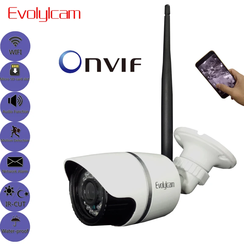 

Evolylcam HD 720P 1MP/ 960P 1.3MP/ 1080P 2MP Wireless Micro SD/TF Card Slot Audio IP Camera Wifi P2P Onvif Security CCTV Camera