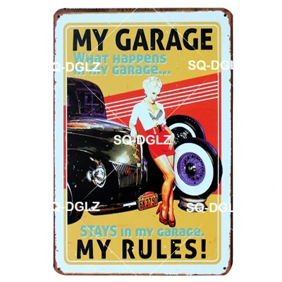 [SQ-DGLZ] мышцы автомобиля Жестяная Табличка на гараж Настенный декор "Garage Rules" Изделия из металла "Garage Rules" алмазов картина таблички плакат - Цвет: 0114