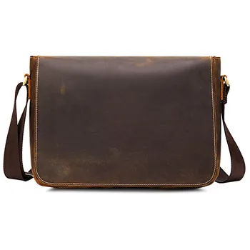 

Men's Messenger Genuine Leather Cross Body Shoulder Bag Business Briefcase Male Vintage Large Capacity Tote Flap Pocket Handbags