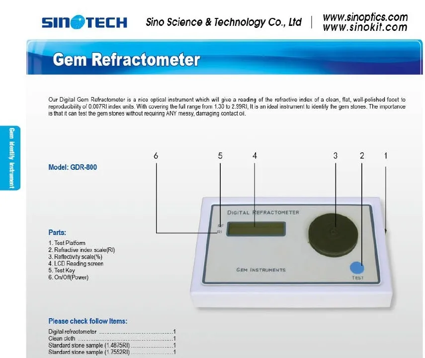 Gem Refractometer Gdr800 Digital Gem Refractometer 1.30 To 2.99ri