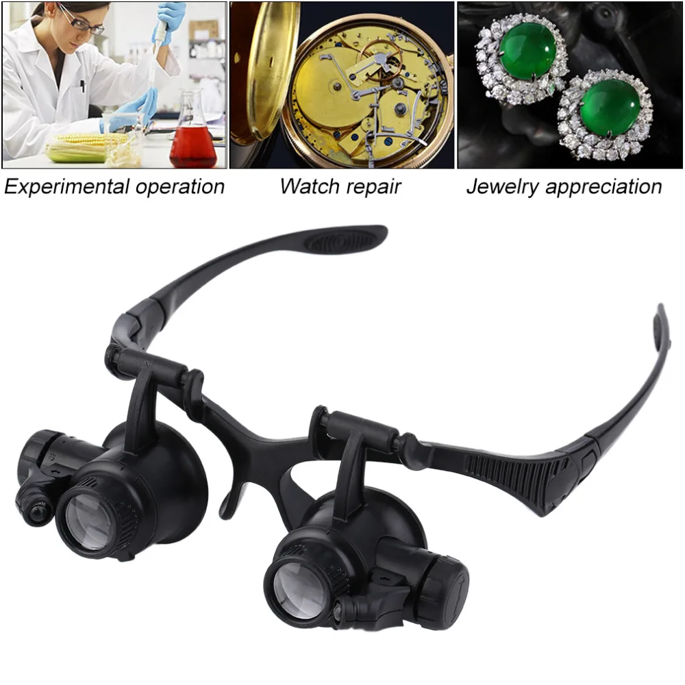 20X бинокулярная Лупа увеличительные очки рыболовные очки со светодиодный светильник для ювелирных изделий Оценка рыболовные часы Ремонт Прямая поставка
