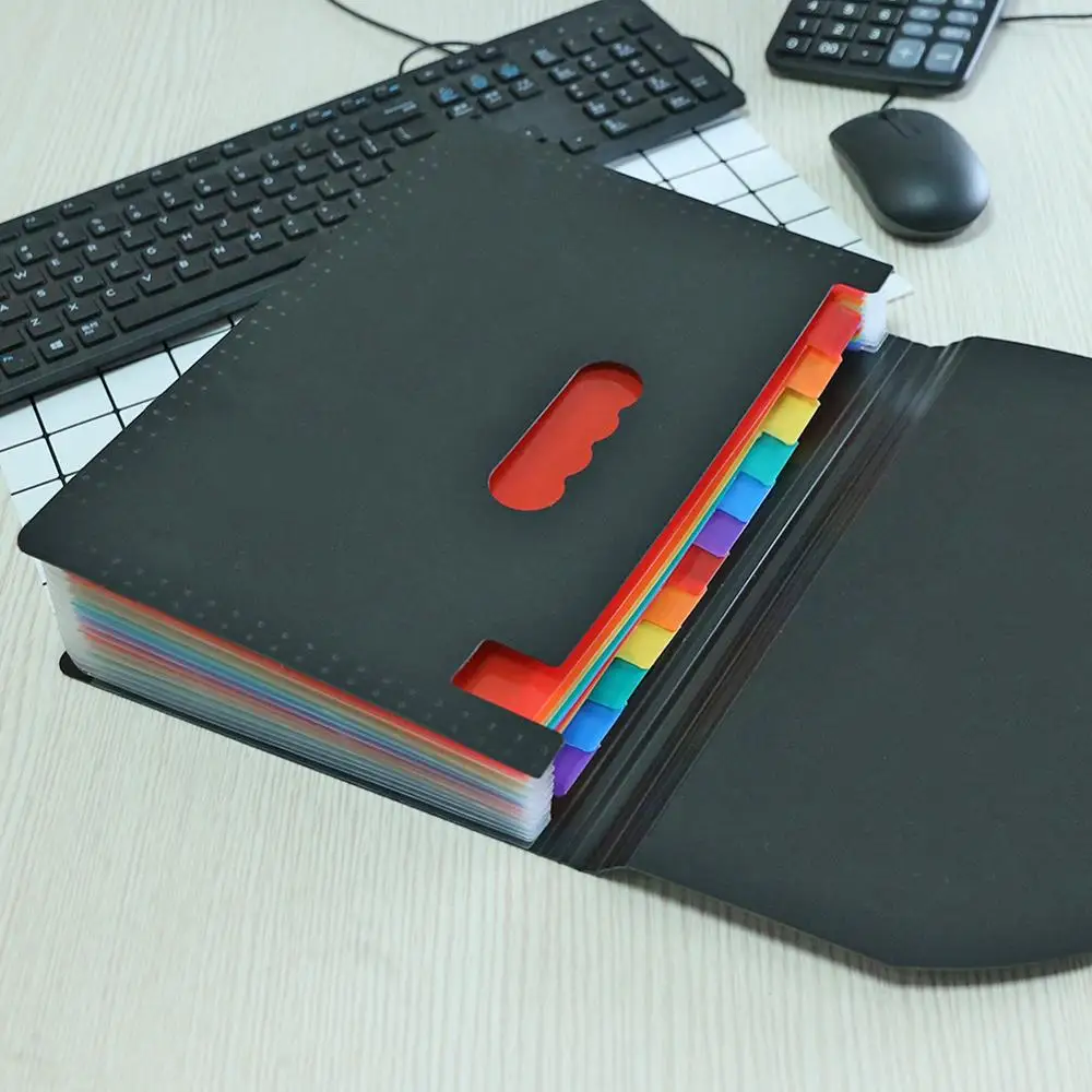 12 карманов расширение папке файлов многоцветный гармошкой Портативный A4 файловый менеджер Бизнес Офис Студент Пластик папка-Органайзер