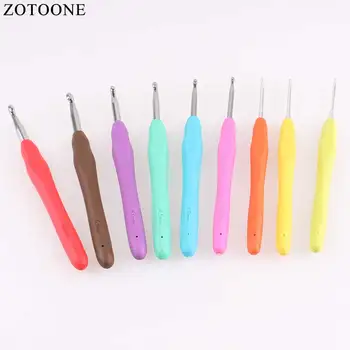

ZOTOONE 14cm 9Pcs/set Plastic Soft Handle Aluminum Crochet Hooks Knitting Needles Crocheting Set 2/2.5/3/3.5/4/4.5/5/5.5/6.0mm