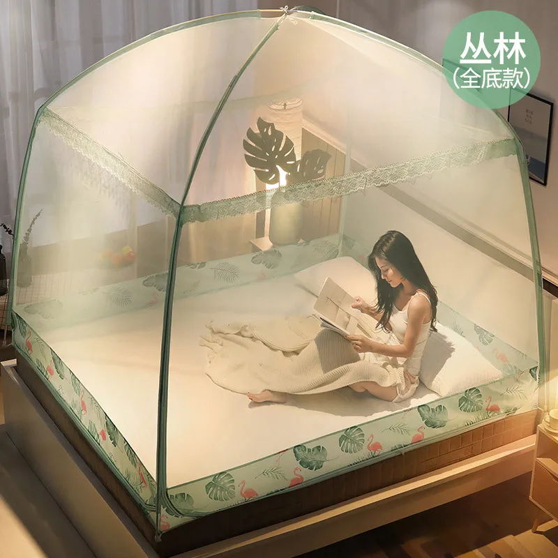 Mongolian yurt mosquito net Household 1.8m bed double 1.5 m encryption thickening 2018 new three-door 1.2 m