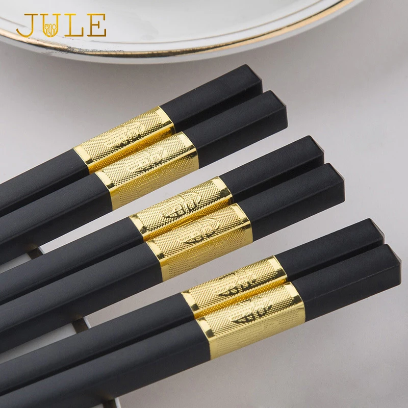 

1lot/10 pairs Hashi Chopstick Japanese Food Grade Black Square Chop stick Sets Sushi Tableware Chinese Melamine Alloy Chopsticks