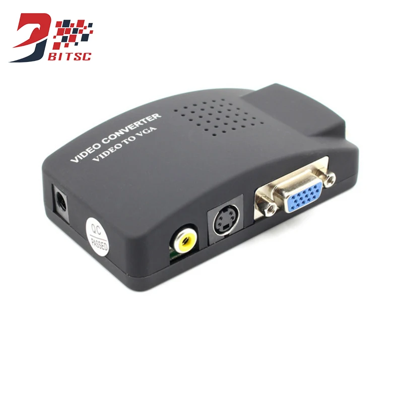 

SZBITC AV to VGA Media Converter For PC Laptop Composite Video TV VGA/S-video/Composite RCA (Include AV VGA Power Cable)