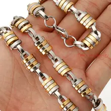 7″-40″ Choose Handmade Shiny 9MM 316L Stainless Steel Silver Gold Oval Link Chain Men’s Necklace or Bracelet Bangle Cool Jewelry