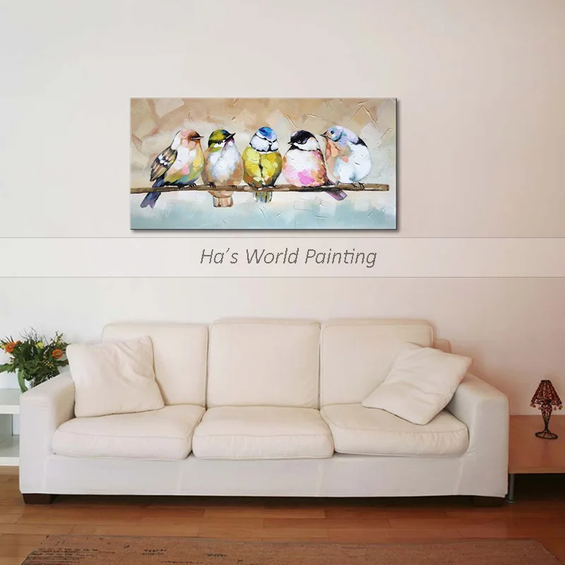 Art-Handmade-Bird-Family-Oil-painting-Animal-Canvas-Wall-Art-Modern-Decor-Artwork (5)