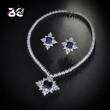 Be 8 Brilliant Cubic Zirconia Blue Dubai Bridal Jewelry Sets for Women Wedding Accessories Fashion Jewelry Gifts S165