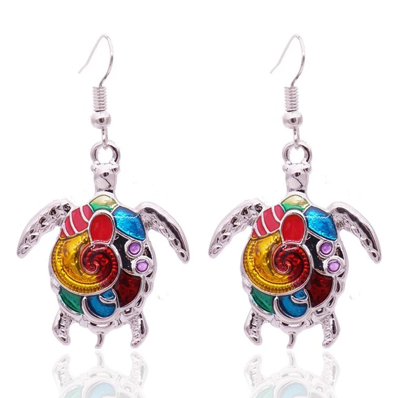 

Sea Turtle Colorful Earrings Enamel Vintage Ethnic Sea Jewelry Cute Sea Animal Earrings For Girls Gift