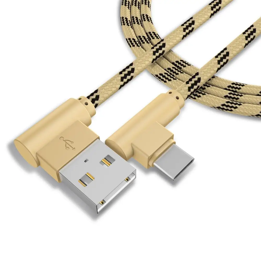 

USB Type C Cable 90 Degree elbow Nylon Braided 1M/2M For Xiaomi MINI 9 Redmi Note 7 Charger Cord For Huawei P30 P20 Phone Cable