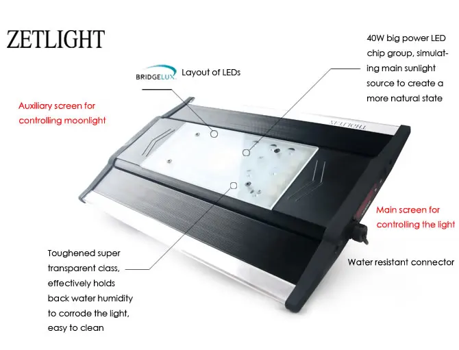 ZETLIGHT Интеллектуальный аквариумный Светодиодный светильник освещение ZT-6500C освещение для аквариума имитирует рассвет и закат с функцией Wi-Fi