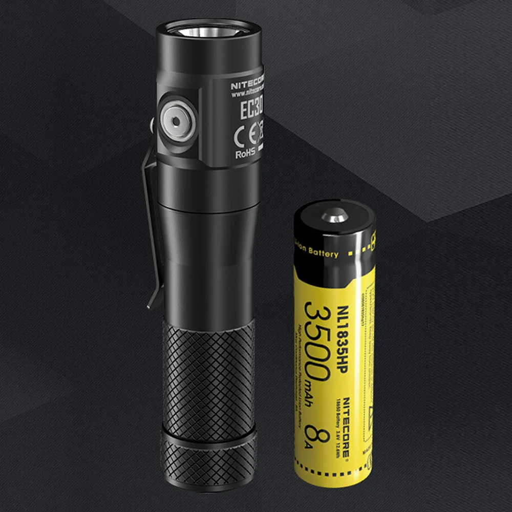 NITECORE EC30 + NL1835HP Battery 1800LM CREE XHP35 HD LED EDC Flashlight Waterproof Outdoor Camping Portable Torch Free Shipping