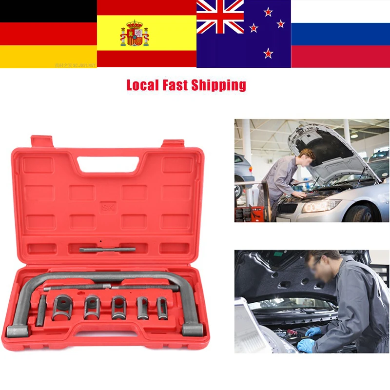 

Oversea US DE AU CN 10pcs Valve Spring Compressor Kit Removal Installer Tool set Installer Removal Tool For Car Van Motorcycle
